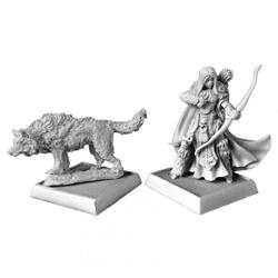 Rem60181 Adowyn & Leryn, Iconic Hunter & Wolf Pathfinder Miniature Figures