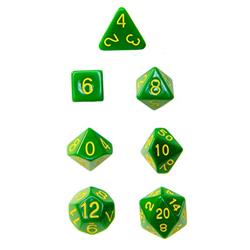 R4i50012-7b Opaque Dark Green With Gold Mint Polyhedral Dice Set - Set Of 7