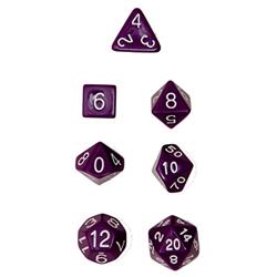 R4i50013-7b Opaque Dark Purple With White Numbers Polyhedral Dice Set - Set Of 7