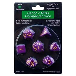 R4i50014-7b Opaque Dark Purple With Gold Number Dice - Set Of 7