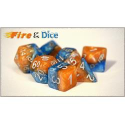 Gkg534 Halfsies Dice-polyhedral Fire & Dice - Set Of 7