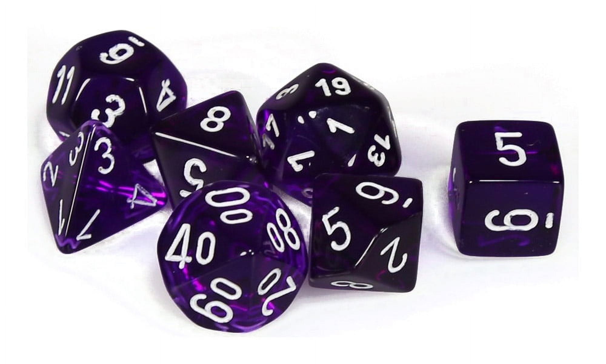 Manufacturing Chx23077 Purple Translucent Dice With White Numbers - Set Of 7