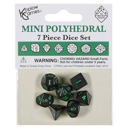 Koplow KPL18984 Mini Opaque Dice - Black with Blue, Set of 7