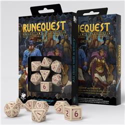 Q-workshop Qwosrqu87 Runequest Beige & Burgundy Dice Game - Set Of 7