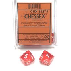Manufacturing Chx23273 D10 Clamshell Board Game - Translucent Orange & White - 10 Piece