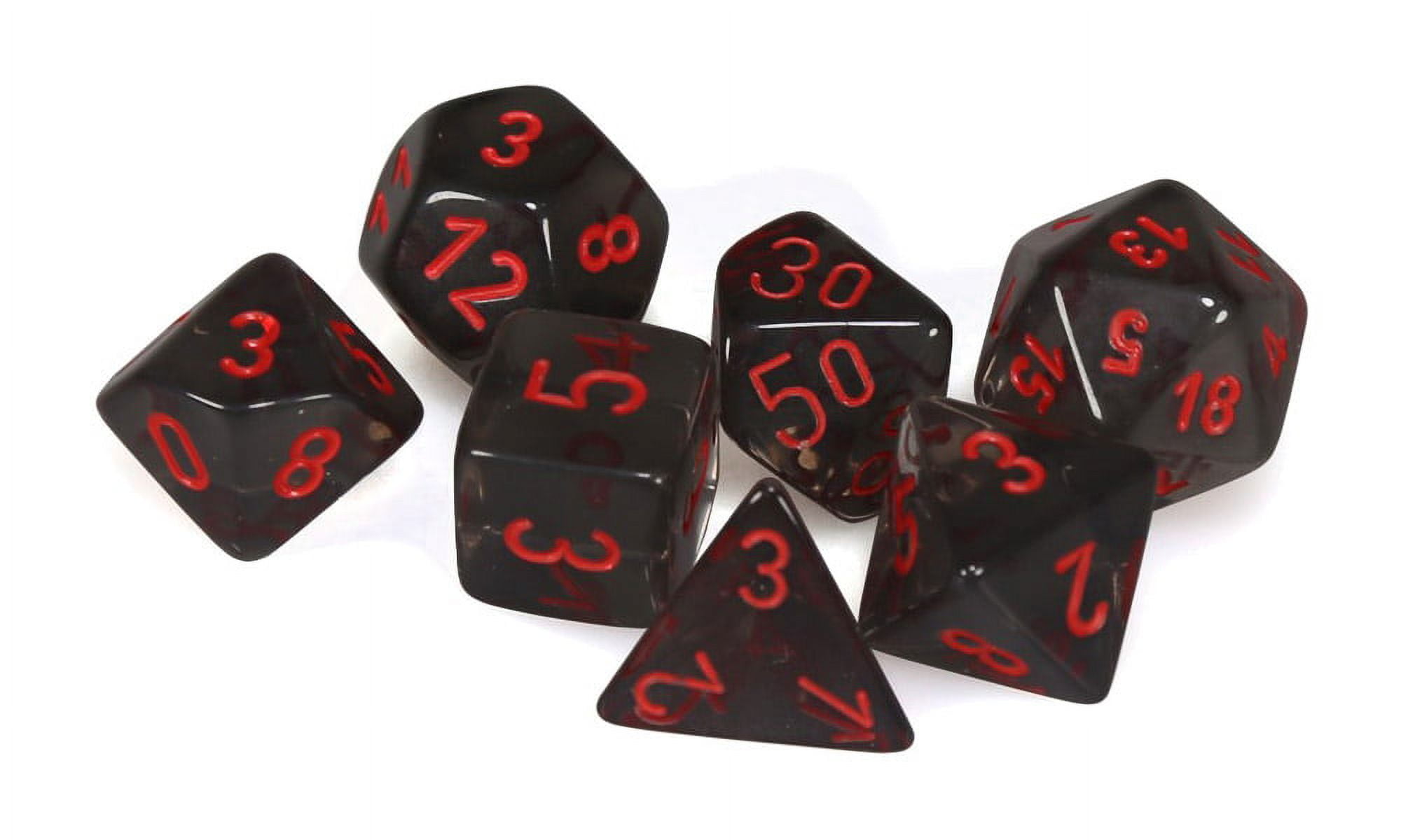 Manufacturing Chx23088 Cube Polyhedral Die, Translucent Smoke & Red - Set Of 7