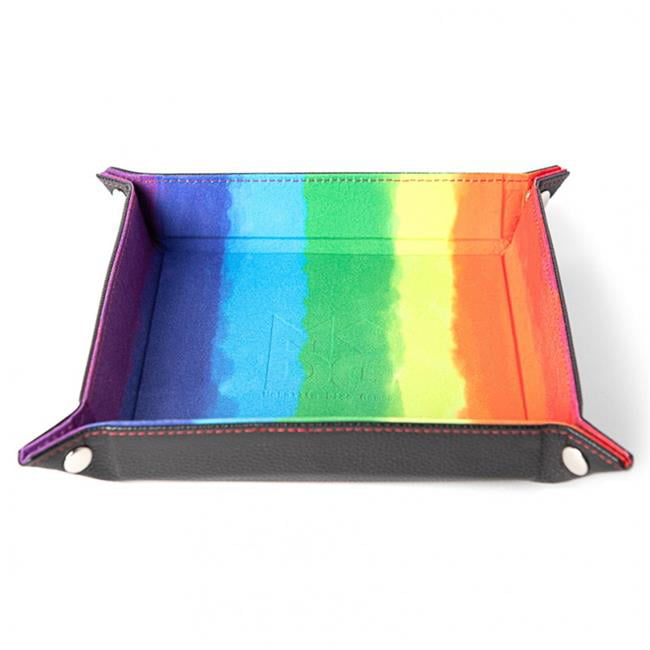 Lic538 10 X 10 In. Velvet Folding Dice Tray, Watercolor Rainbow