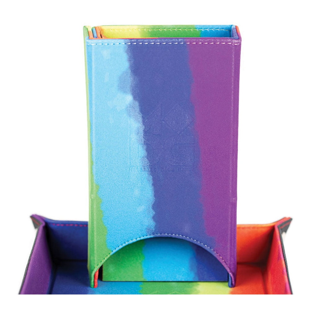 Lic548 Fold Up Velvet Dice Tower, Watercolor Rainbow