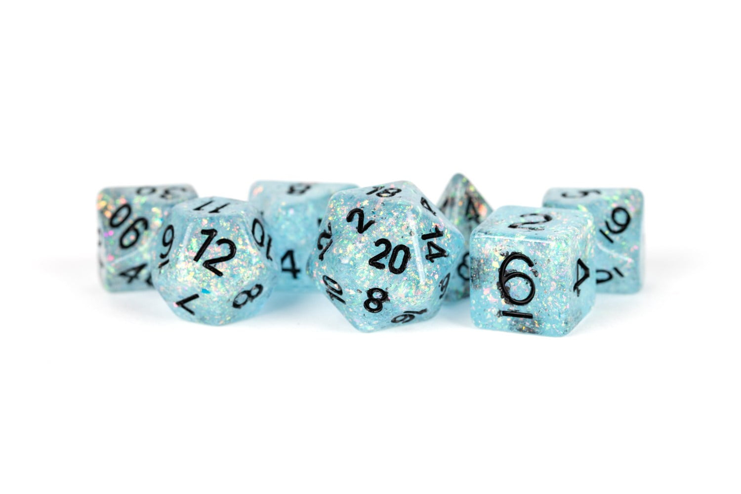 Lic682 Flash Dice, Blue With Black Numbers - Set Of 7