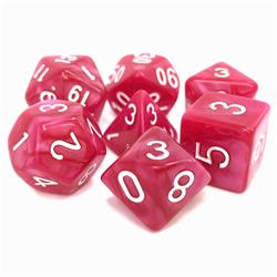 Tttd2013 Coral Grief Rose Pearl Opaque Dice With White Numbers, Set Of 7