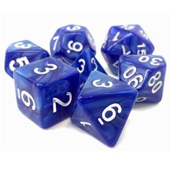 Tttd2004 Sigil Of Faith Pearl Opaque Dice With Numbers, Blue & White - Set Of 7