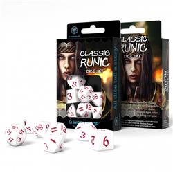 Q-workshop Qwosclr26 Classic Runic Dice, White & Red - Set Of 7