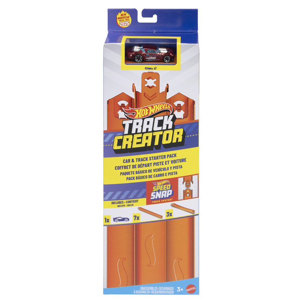 MTTJDW43 Hot Wheels Track Creator Track & Car Starter Pack Toys - 8 Piece