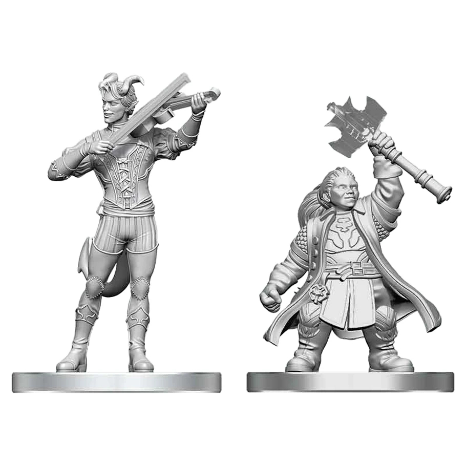 WZK90885 Dungeons & Dragons-Nolzurs Tiefling Bard & Dwarf Cleric Marvelous Miniatures Action Figures