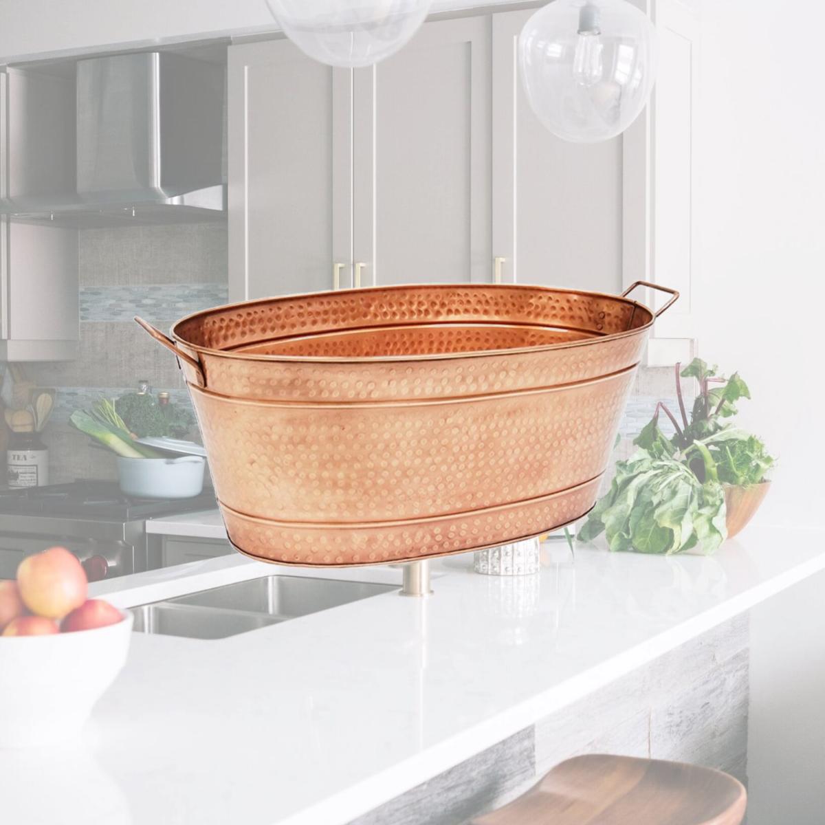 Picture of Achla C-55C Large Oval Steel Tub with Copper Plated Finish