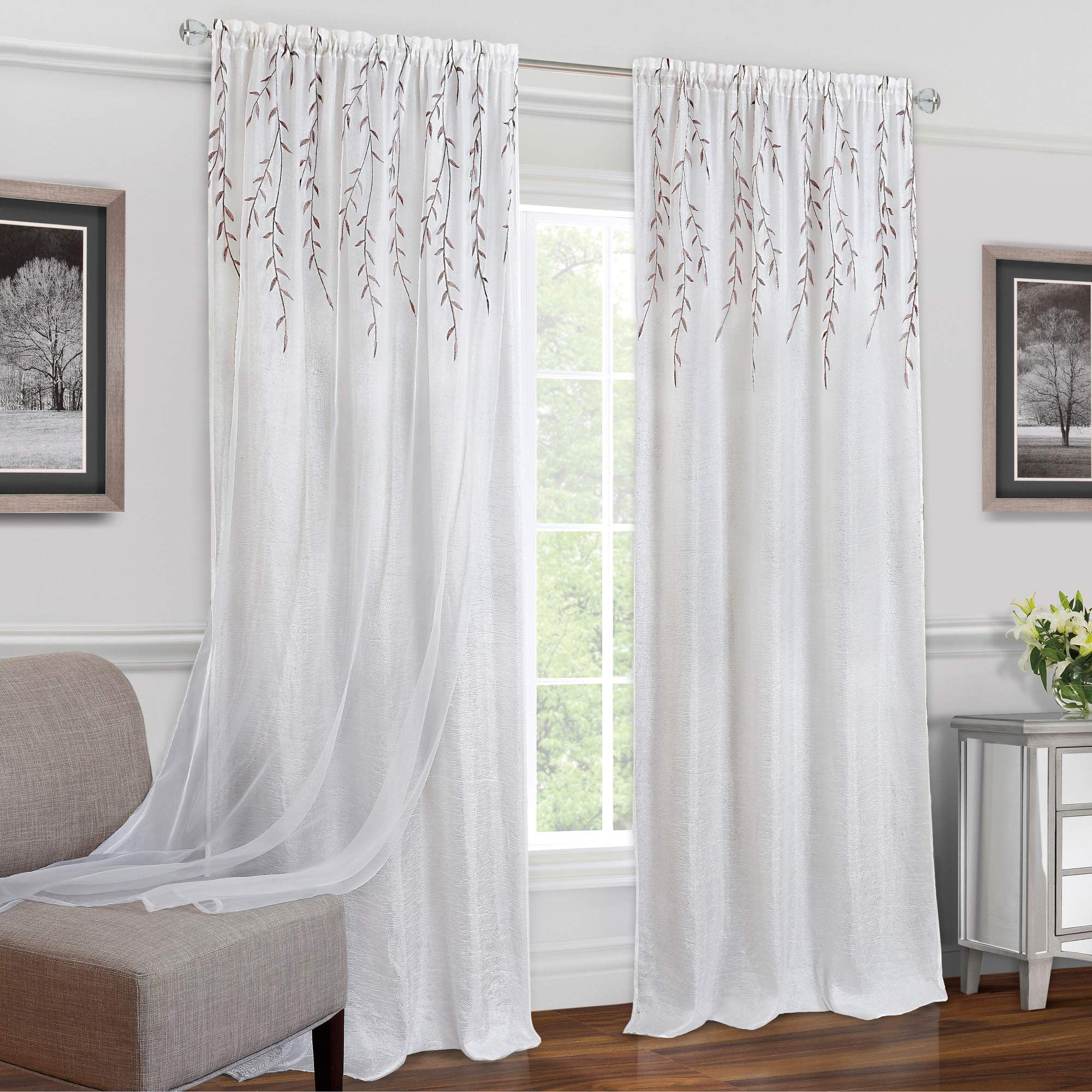 Achim Wipn84wh06 42 X 84 In. Willow Rod Pocket Window Curtain Panel, White