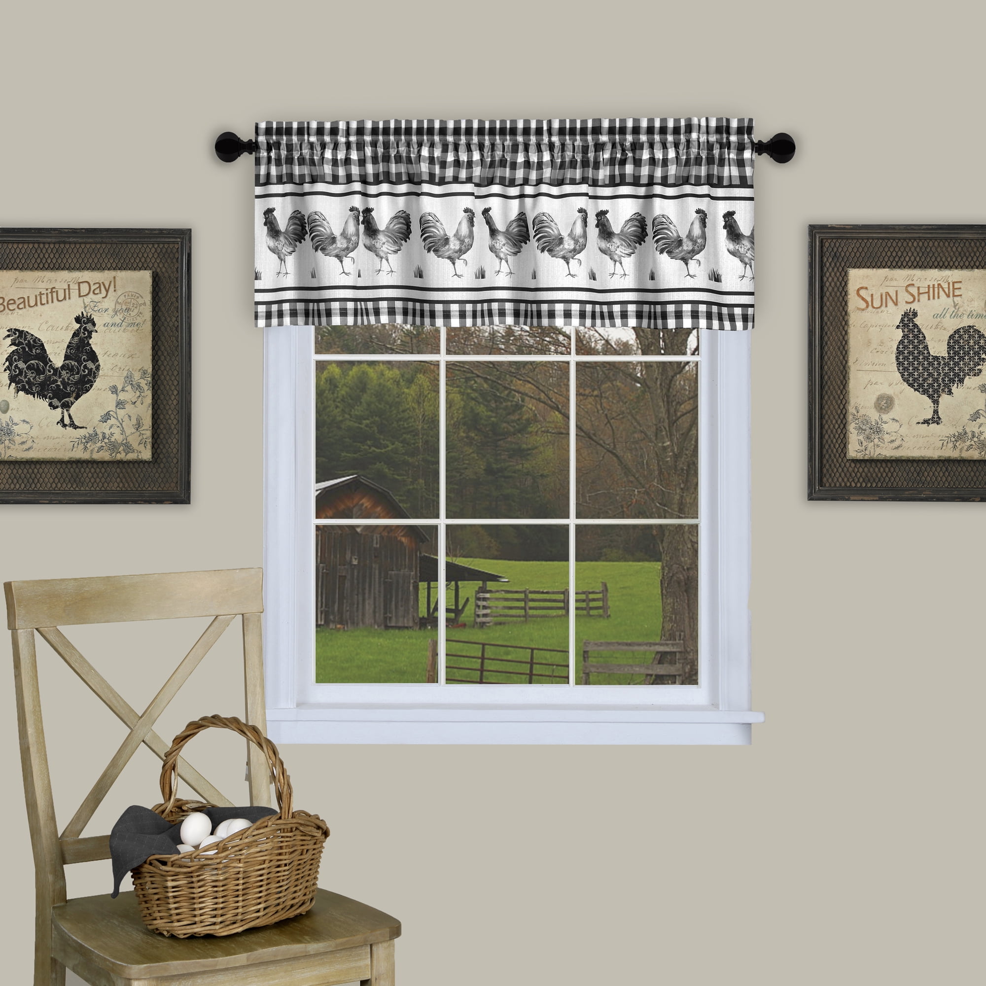 Achim Brvl14bk12 58 X 14 In. Barnyard Window Curtain Valance, Black