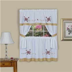 Achim Rocs24rs12 58 X 24 In. Rose Embellished Cottage Window Curtain Set, Rose