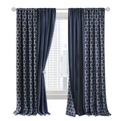 Achim Pepn63ny06 50 X 63 In. Prelude Reversible Blackout Rod Pocket Curtain Panel, Navy