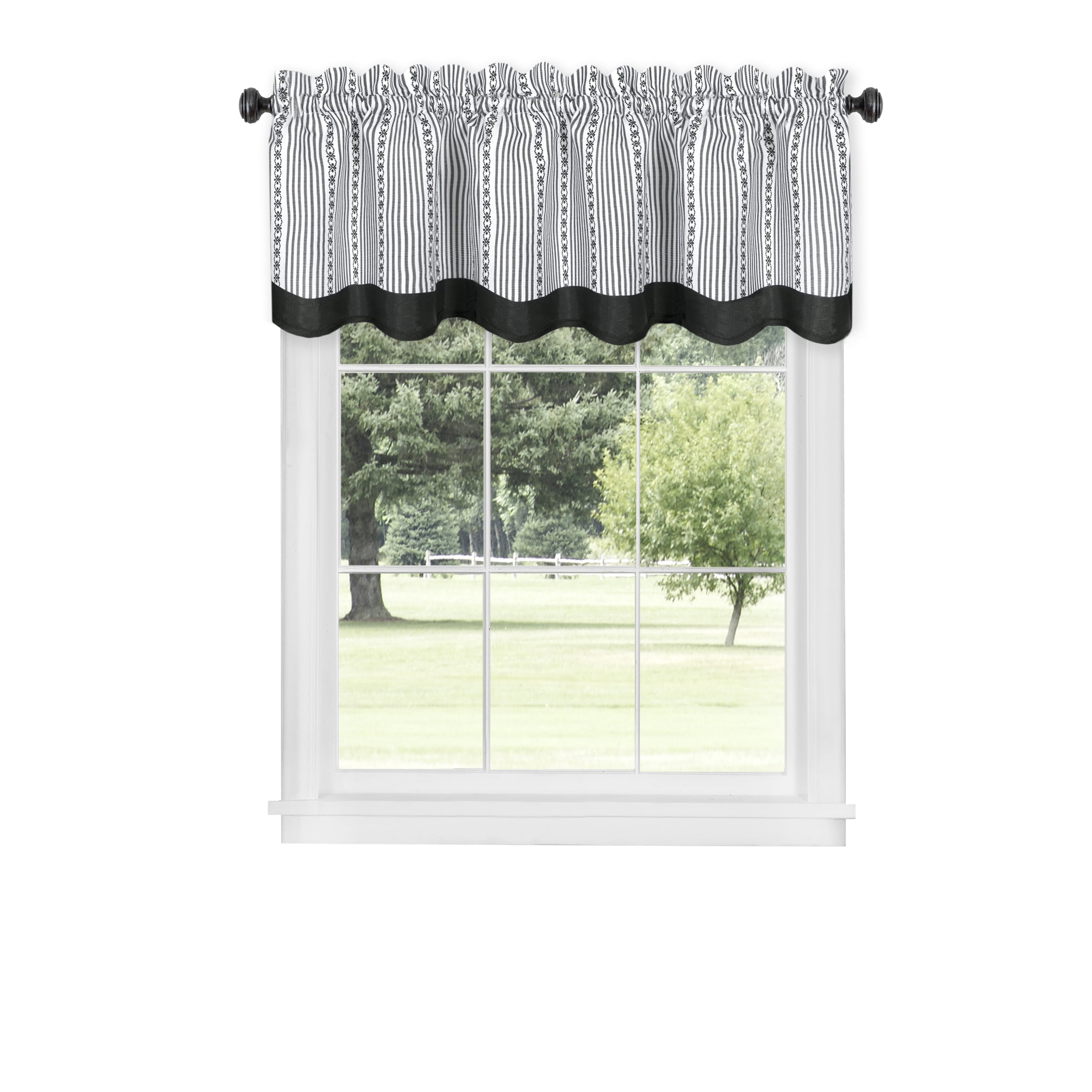 Achim Wevl14bw12 58 X 14 In. Westport Window Curtain Valance, Black & White