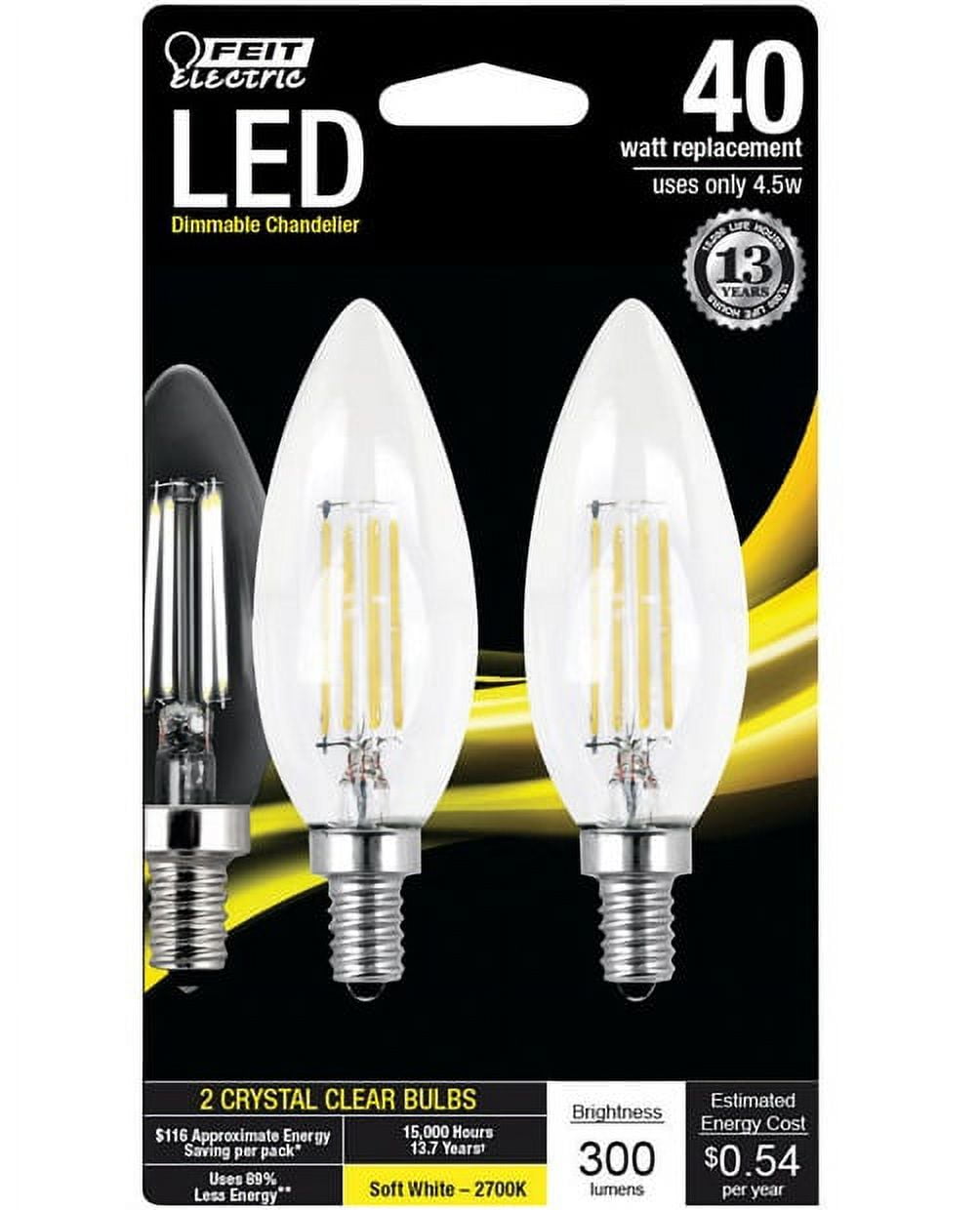 Bpctc40827led2 40 W Led Dimmable Chandelier Bulb Equivalent Clear Soft White