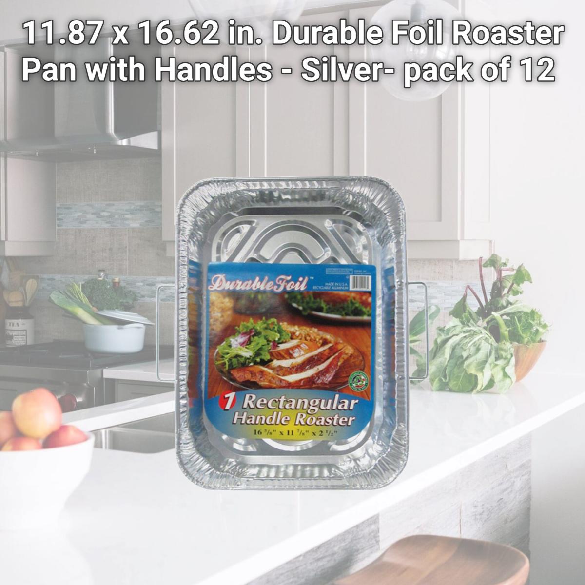 Picture of Home Plus 6392021 11.87 x 16.62 in. Durable Foil Roaster Pan with Handles - Silver- pack of 12