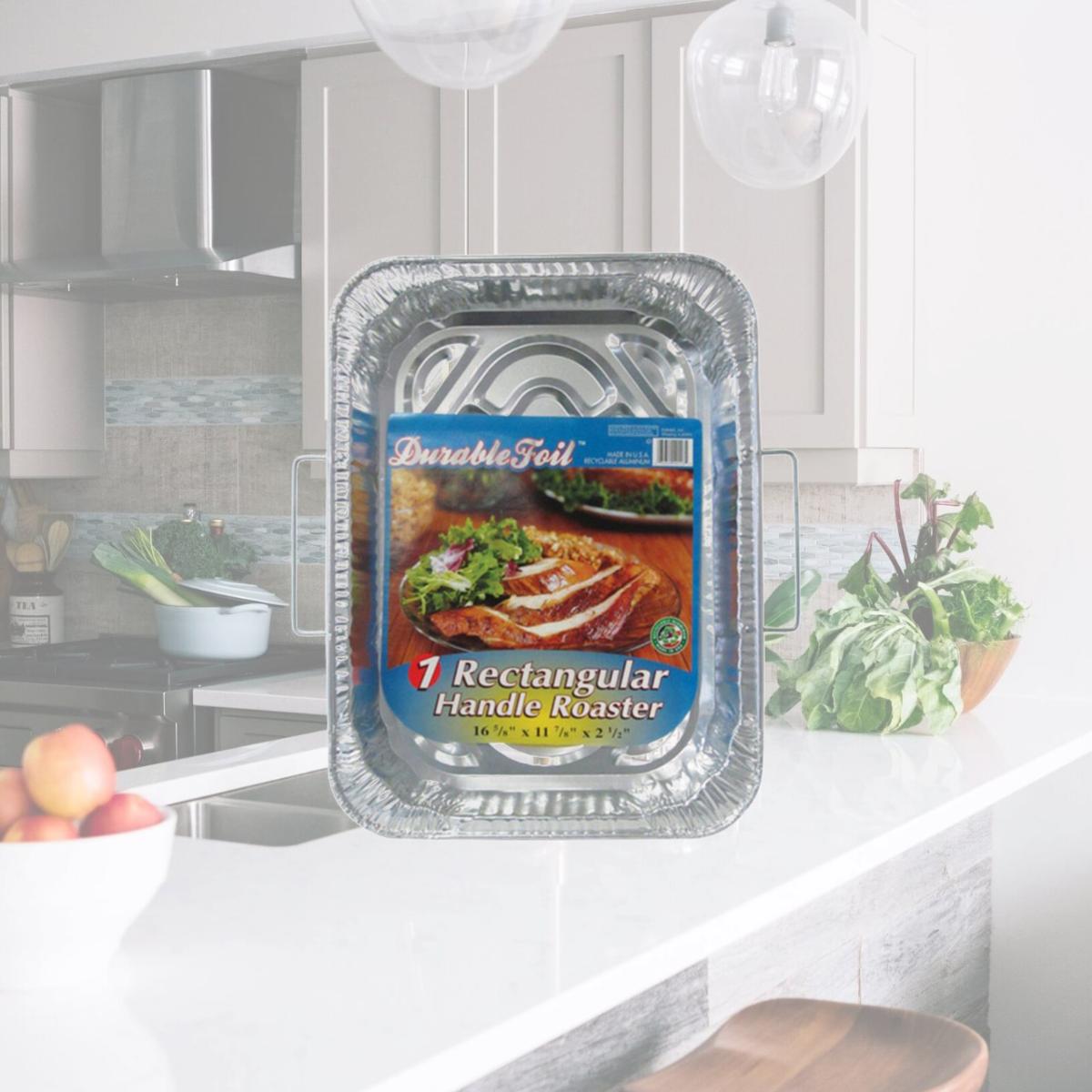 Picture of Home Plus 6392021 11.87 x 16.62 in. Durable Foil Roaster Pan with Handles - Silver- pack of 12