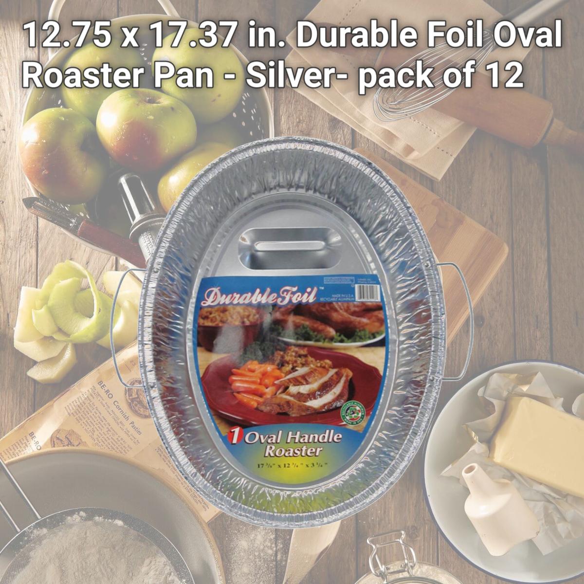 Picture of Home Plus 6392112 12.75 x 17.37 in. Durable Foil Oval Roaster Pan - Silver- pack of 12