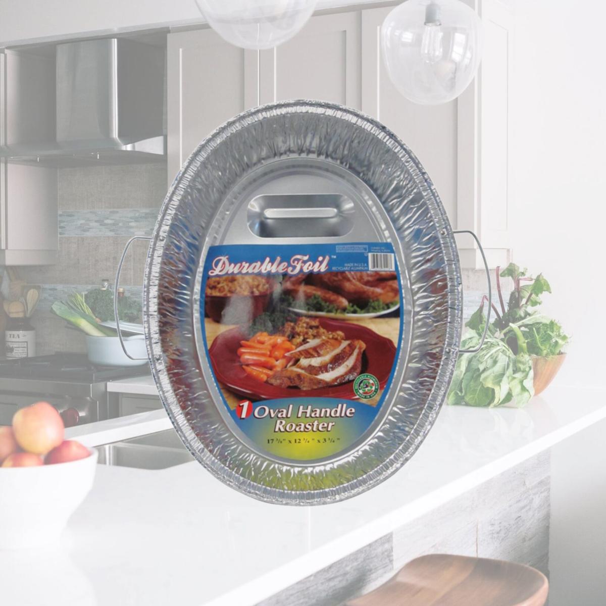 Picture of Home Plus 6392112 12.75 x 17.37 in. Durable Foil Oval Roaster Pan - Silver- pack of 12