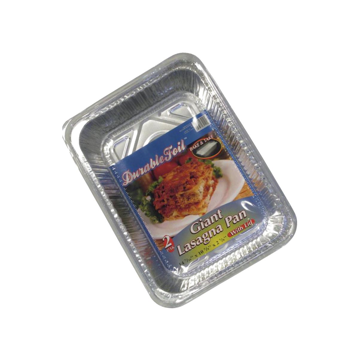 Picture of Home Plus 6392138 10.62 x 14.43 in. Durable Foil Lasagna Pan with Lid - Silver- pack of 12