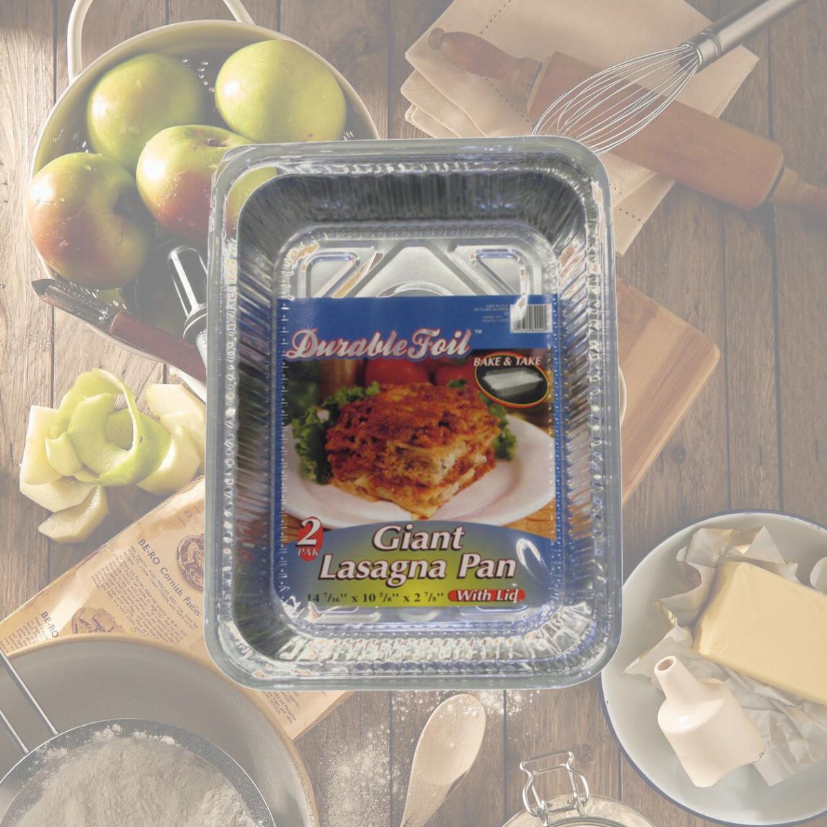 Picture of Home Plus 6392138 10.62 x 14.43 in. Durable Foil Lasagna Pan with Lid - Silver- pack of 12