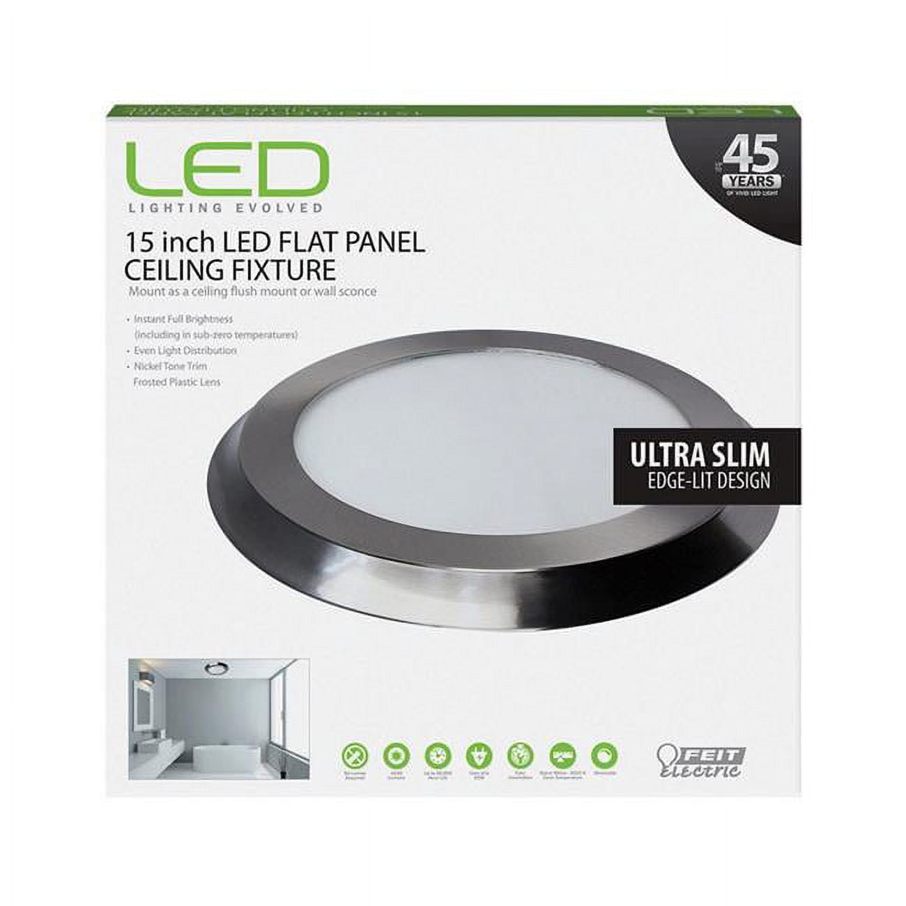 3649670 1 X 15 X 15 In. Led Flat Panel Nickel Ceiling Fixture