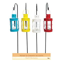 Alpine 8518326 Metal & Glass Colorful Led Lantern - Assorted- Pack Of 8