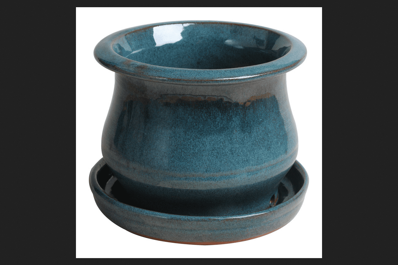 7494396 6 In. Ceramic Low Bell Planter - Aqua Blue- Pack Of 4
