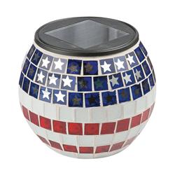 Solar Glass Mosaic Jar - Red White & Blue - Pack Of 9