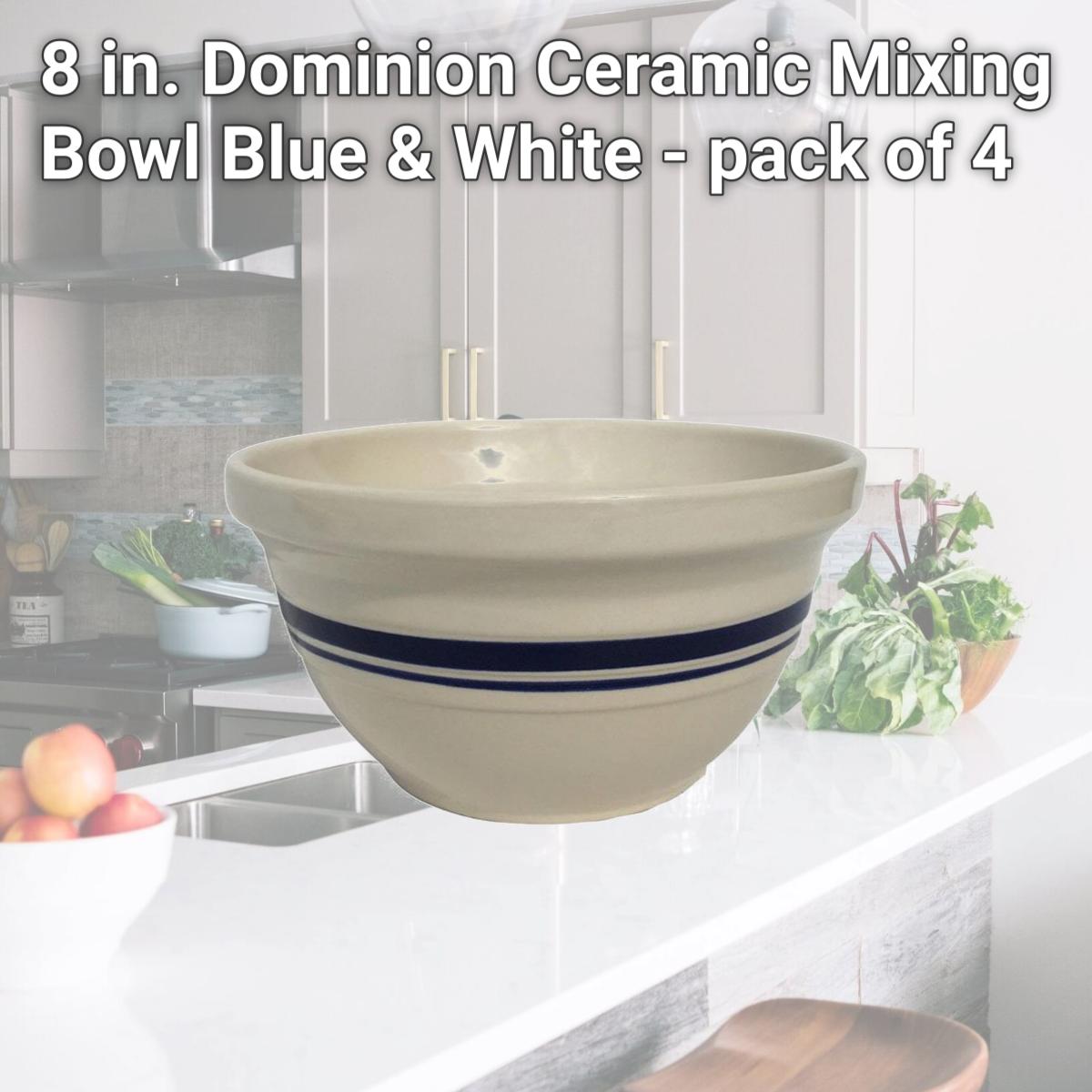 Picture of Ohio Stoneware 6505036 8 in. Dominion Ceramic Mixing Bowl  Blue &amp; White - pack of 4