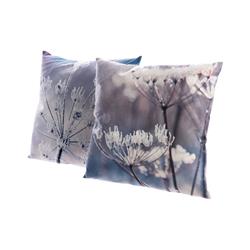 9446923 17.68 In. Cushion With Frosted Flower Print Christmas Decoration Gray Polyester - Pack Of 8