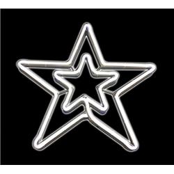 9464819 21.7 In. Neon Double Star Christmas Decoration White Metal