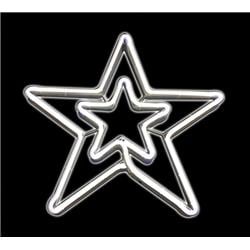 9464819 21.7 In. Neon Double Star Christmas Decoration White Metal