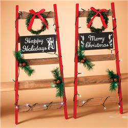 Gerson 9438664 26.5 X 12 X 1 In. Lighted Holiday Ladder Christmas Decoration Multicolored Mdf - Pack Of 2