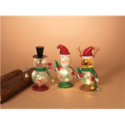 Gerson 9438698 10 X 3.75 X 4 In. Snowman Reindeer Or Santa Christmas Figurine Multicolored- Pack Of 3