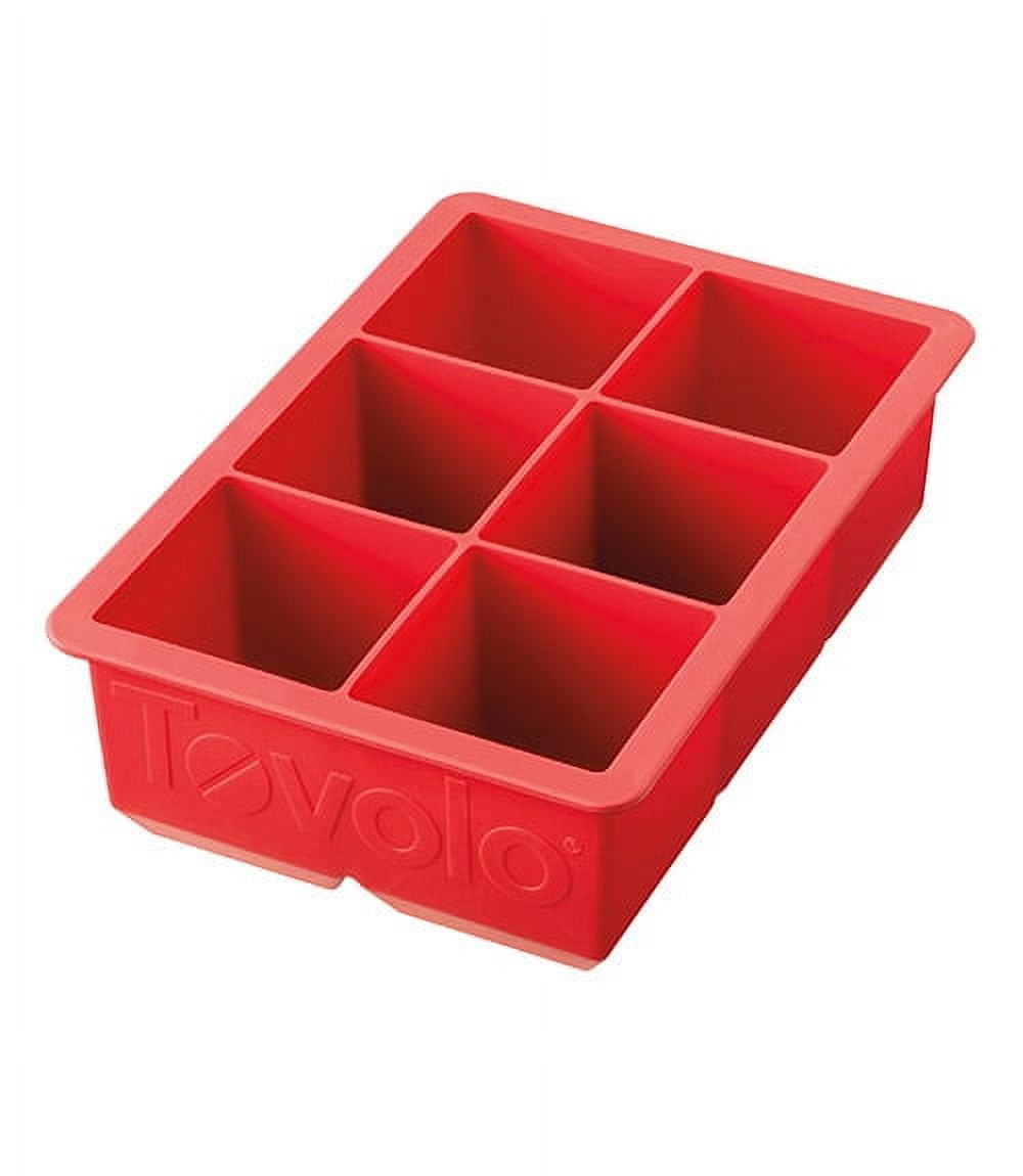 6504930 King Cube Ice Tray Silicone Candy Apple Red - Pack Of 6