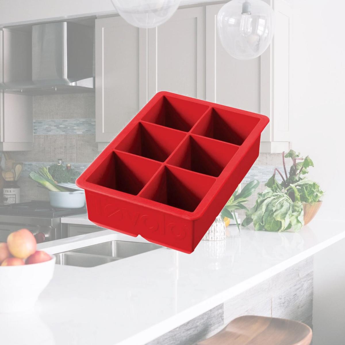 Picture of Tovolo 6504930 King Cube Ice Tray Silicone Candy  Apple Red - pack of 6
