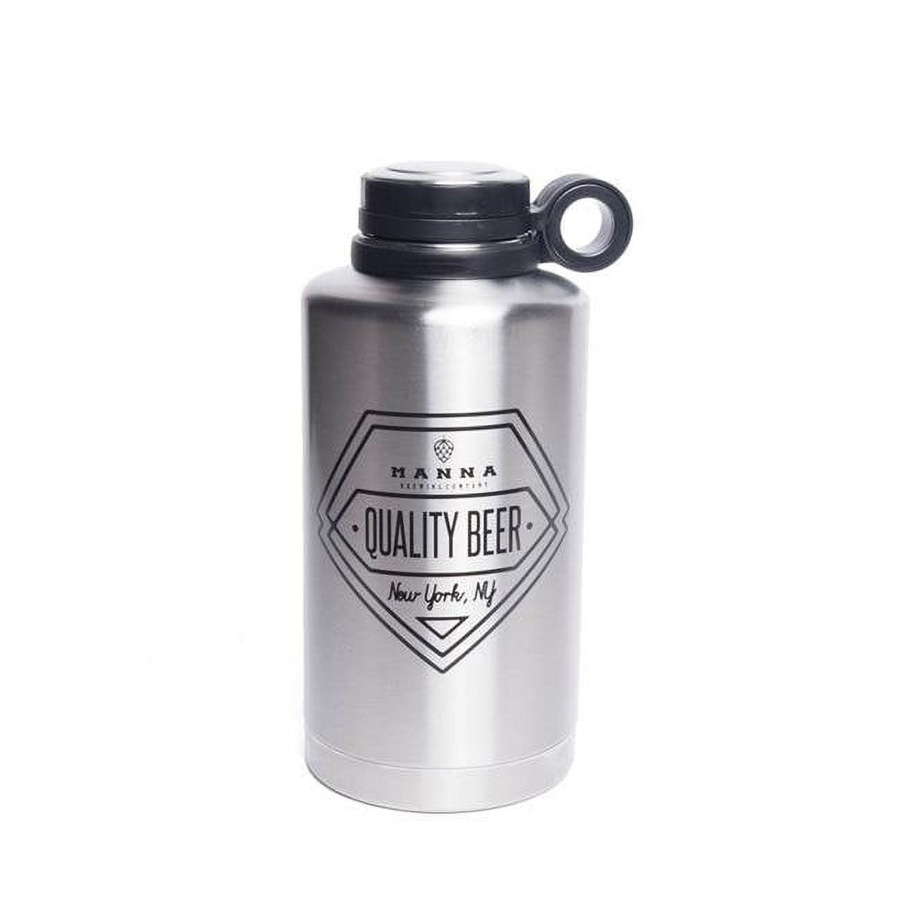 6407324 64 Oz Silver Stainless Steel - Quality Beer Ring Growler Water Bottle Bpa Free