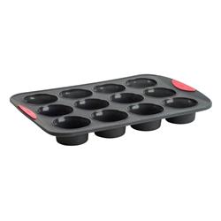6506372 14.43 X 10 In. Maison 12 Cups Steel Muffin Pan Gray & Coral