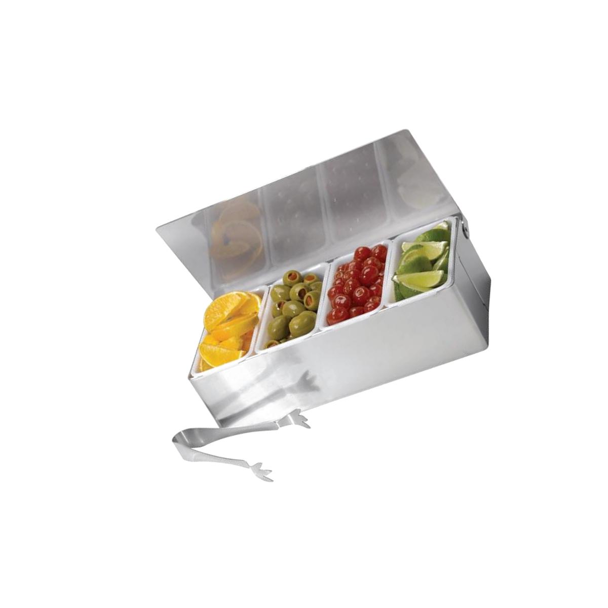 Picture of Tablecraft 6505499 Bar Caddy with Tongs  Stainless Steel &amp; Plastic Silver