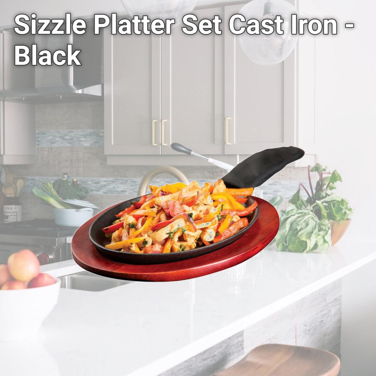 Picture of Tablecraft 6514061 Sizzle Platter Set  Cast Iron - Black