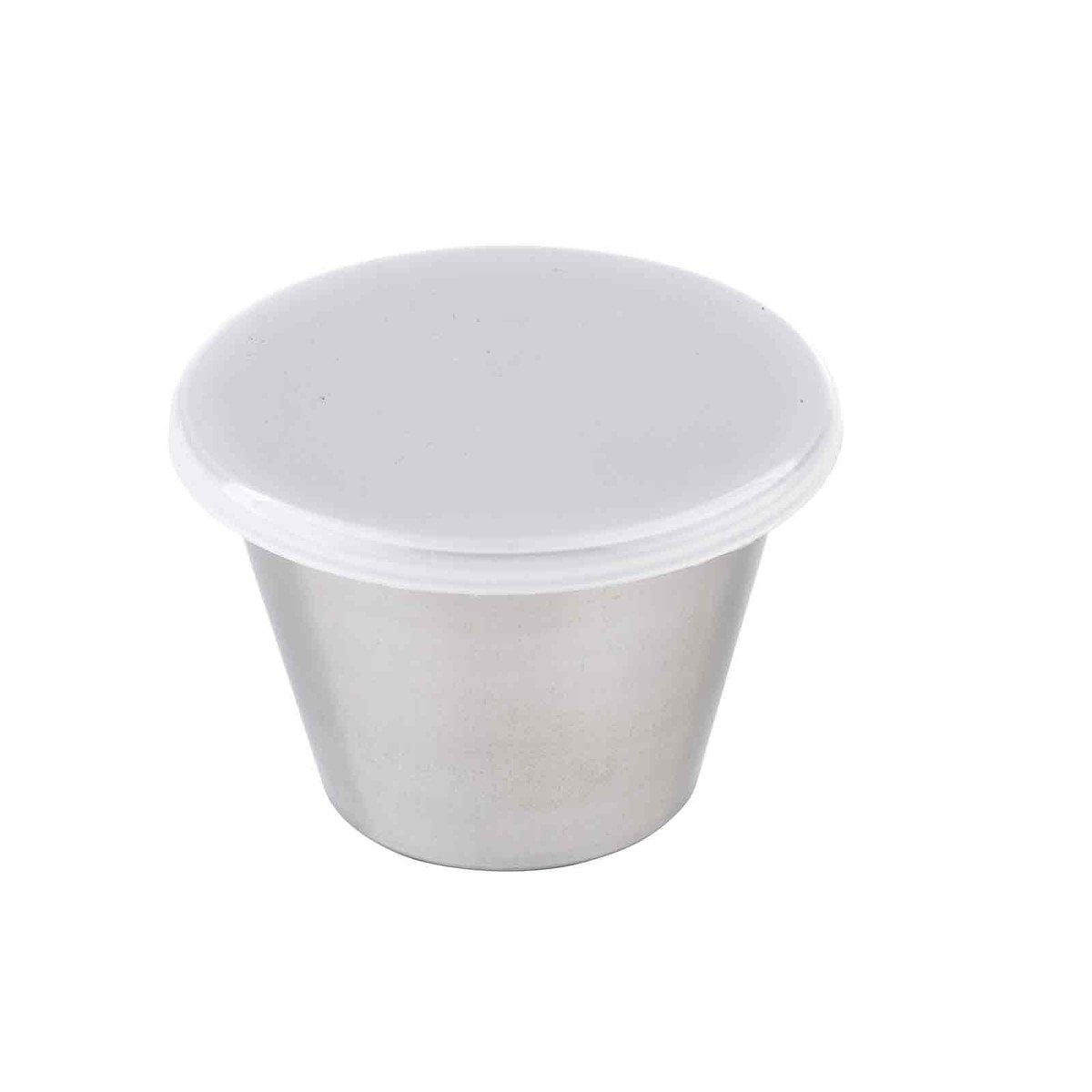 6505531 15 Oz Dipping Cups With Lids Stainless Steel & Plastic Silver