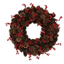 9473604 20 In. Brown Pinecone & Berry Wreath- Pack Of 4