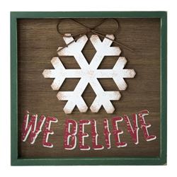 9467366 8 X 1.5 X 8 In. We Believe Framed Plaque Christmas Decoration Multicolored Wood - Pack Of 2